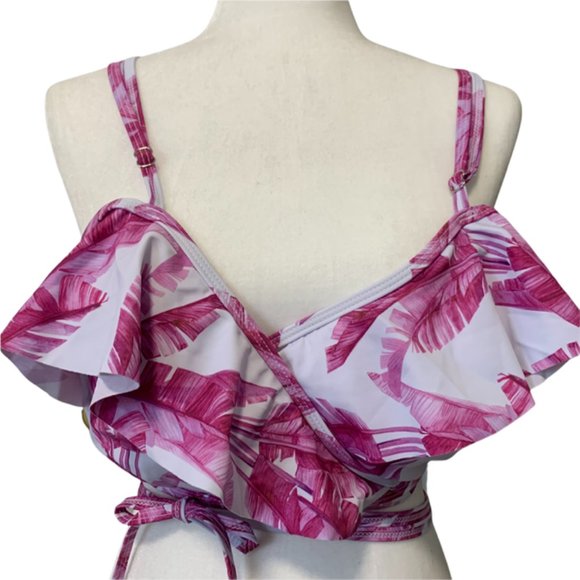 Other - Pink and White Leaf Bikini 4XL